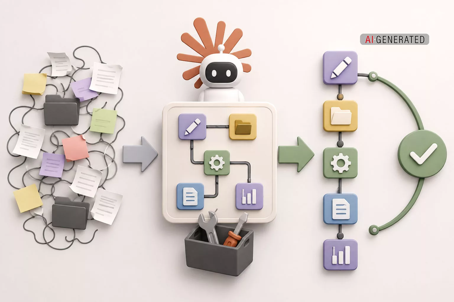 Vom improvisierten Einzelprozess zum einmal definierten, wiederholbaren KI-Workflow.